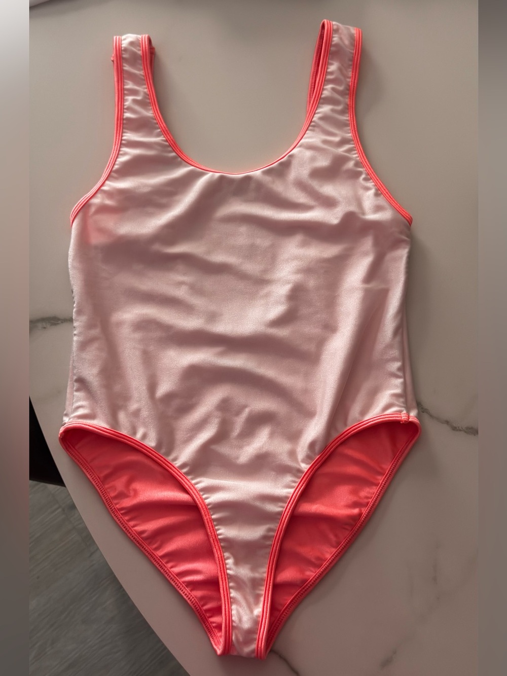 Lovers + Friends Pale Pink One-Piece with Coral Trim
